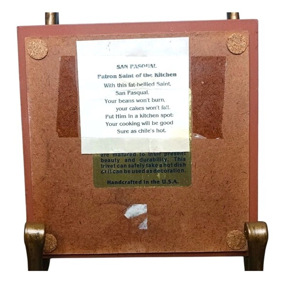 Vtg Masterworks Art Tile Trivet San Pasqual Patron Saint Of Cooks Kitchens USA - Picture 2 of 3